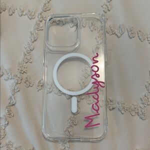 Casely Love Island Clear Phone Case with Pink Text